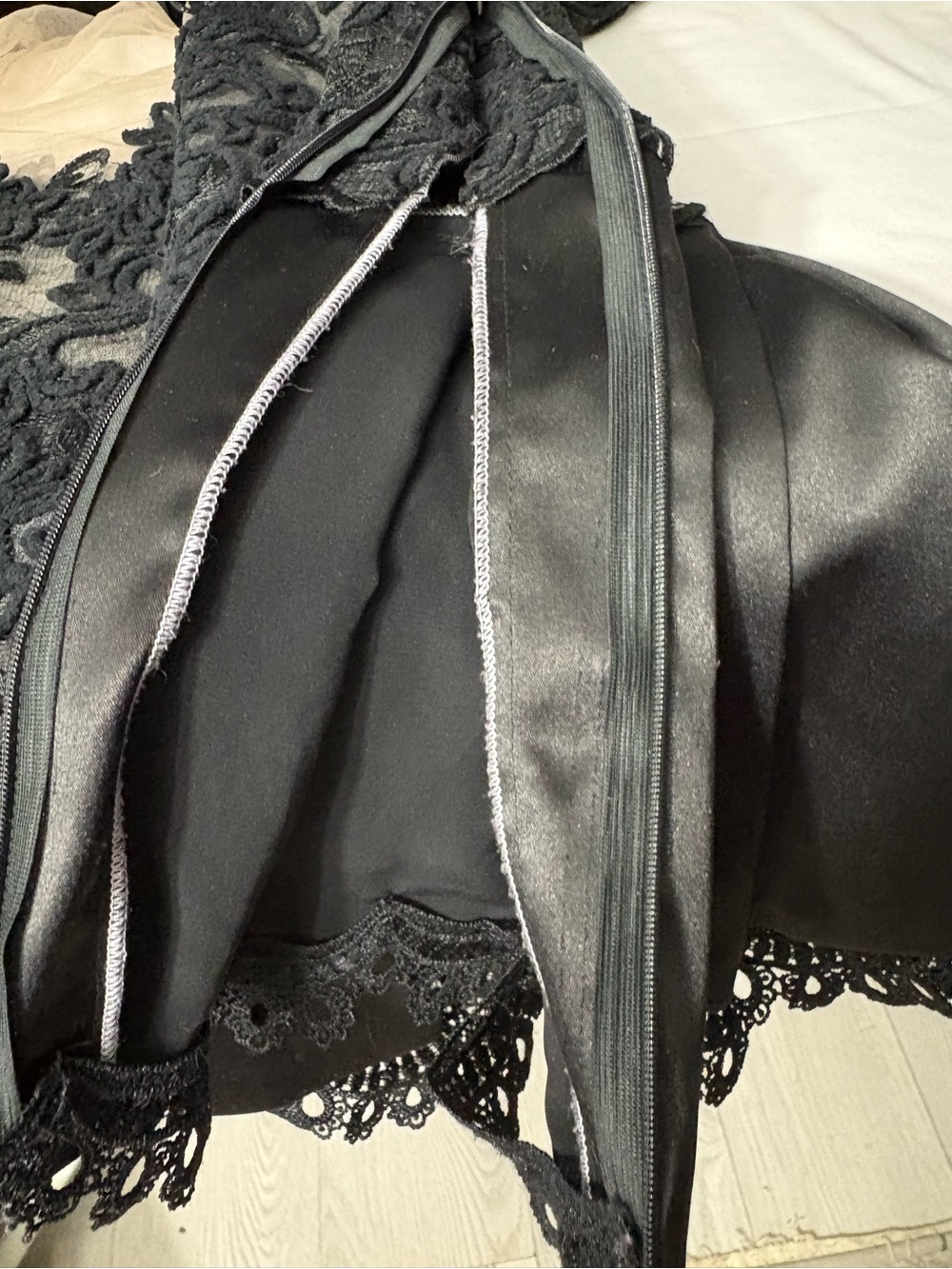 Black Lace Illusion Peplum Blouse - Picture 11 of 14